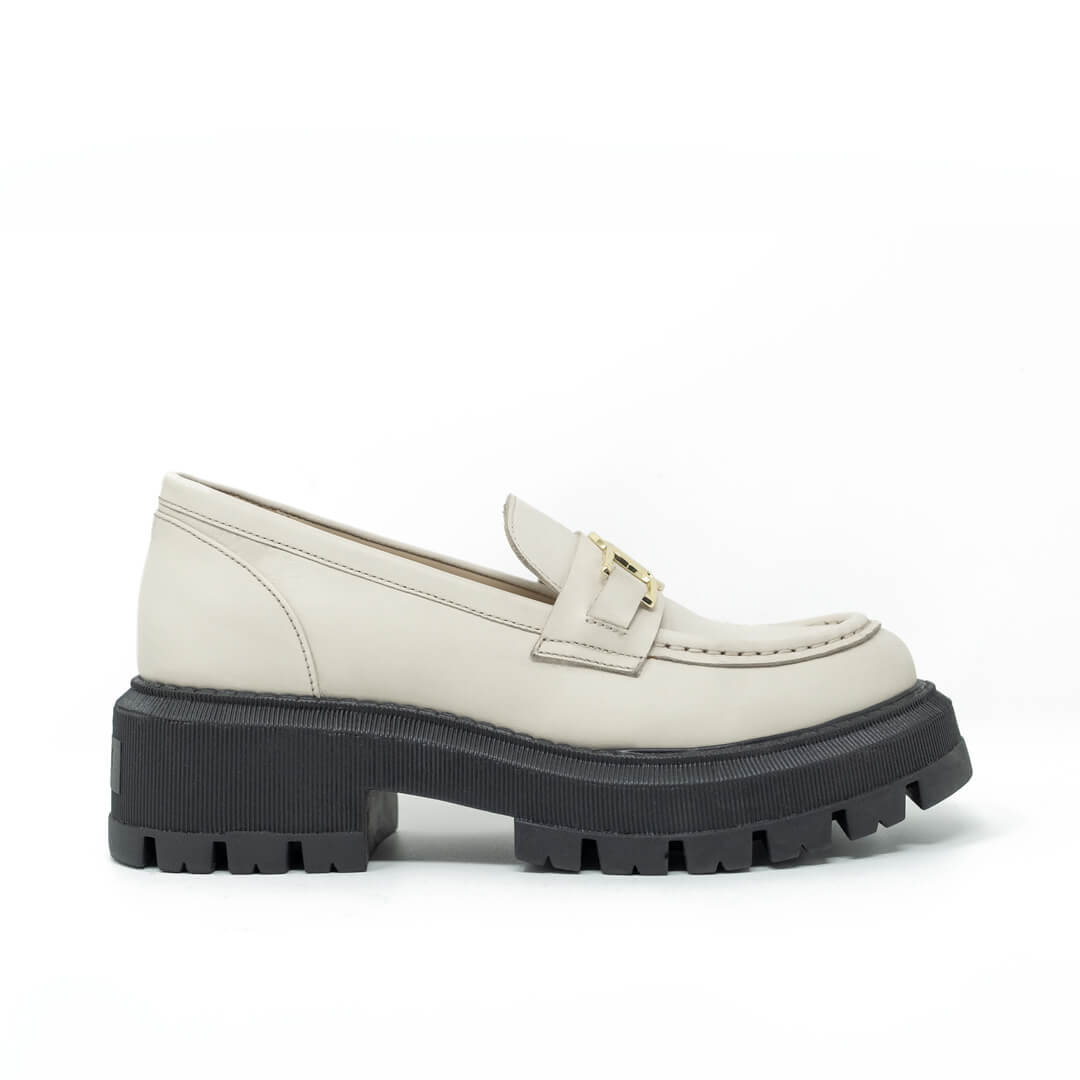 Roxy Trim Loafer Off White Leather