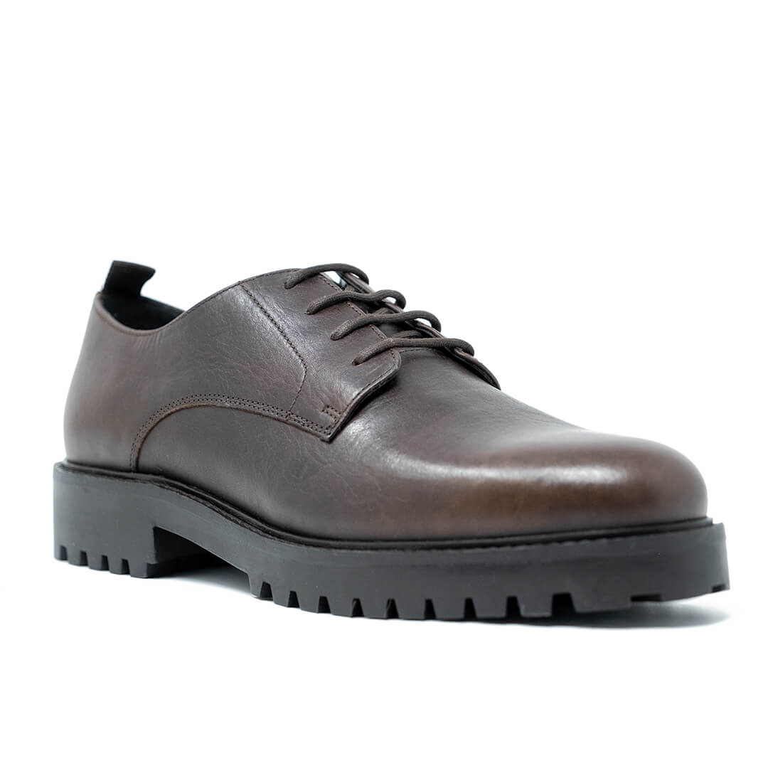 WALK London Sean Derby Shoe Brown Leather Side