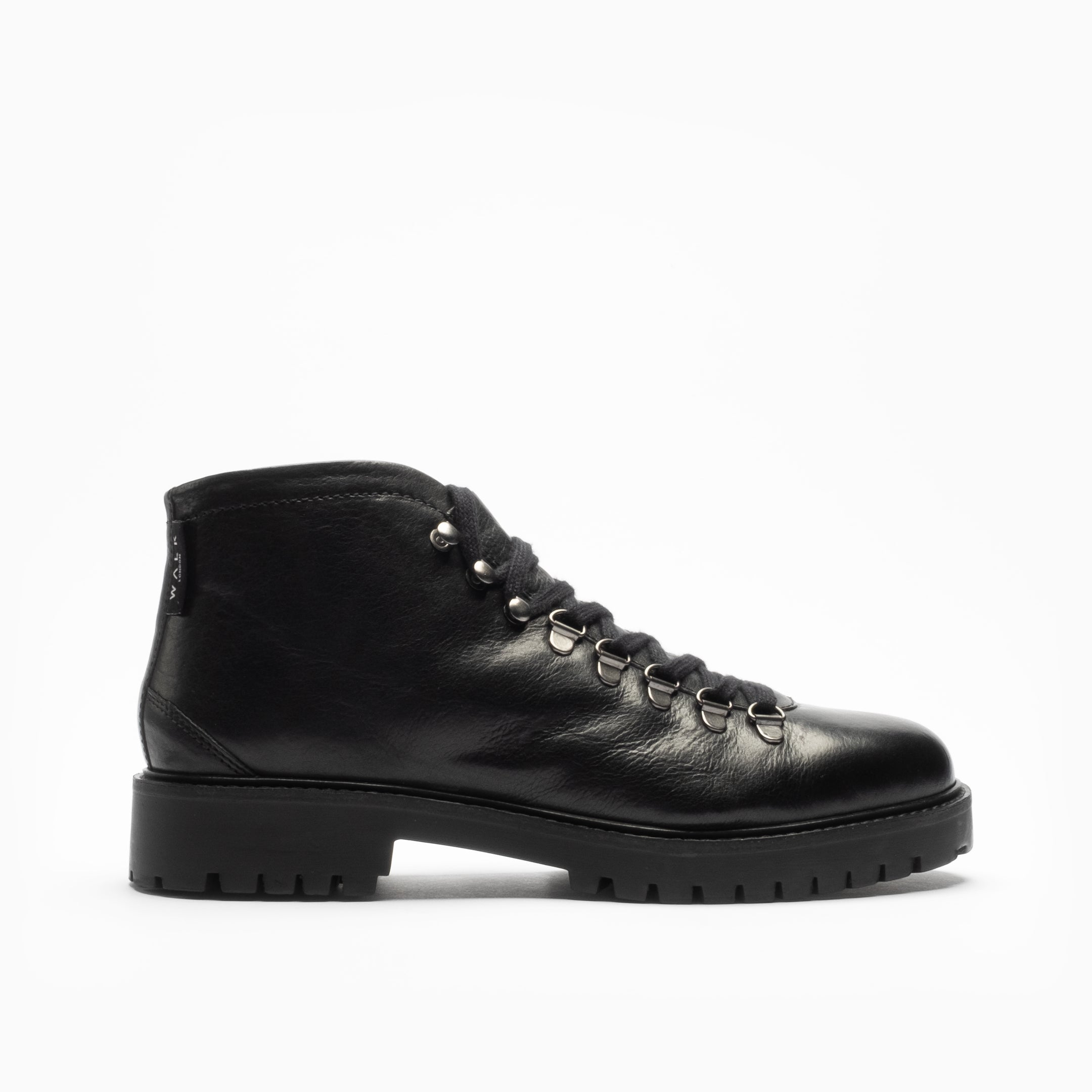 WALK London Sean Low Hiking Boots Black Leather