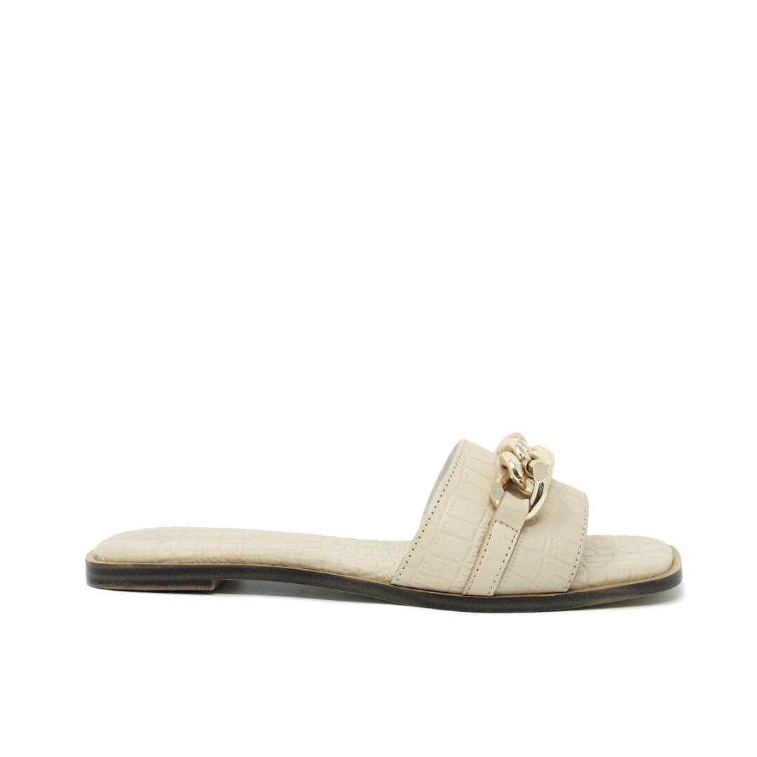 St Tropez Chain Sandal Latte Croc