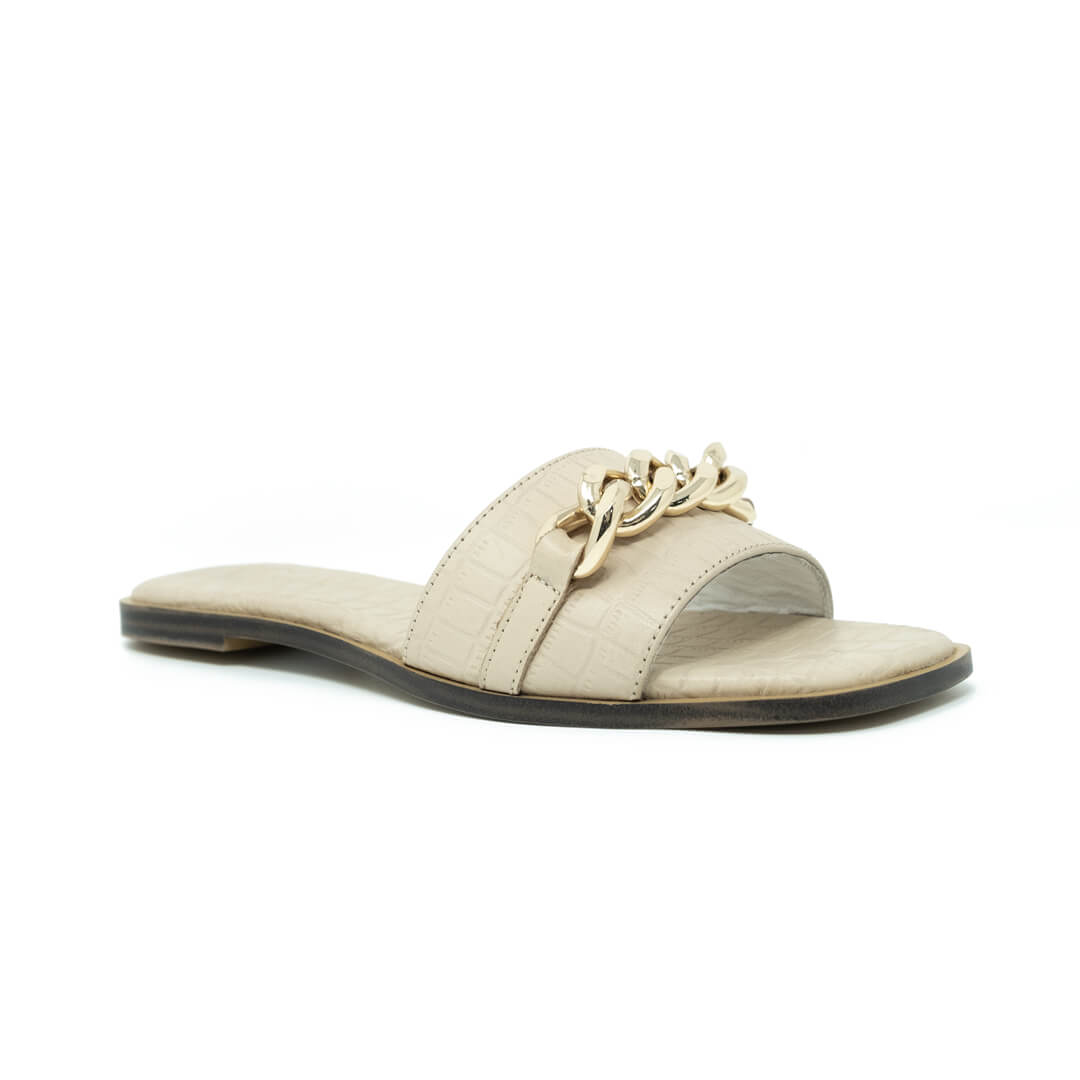 St Tropez Chain Sandal Latte Croc