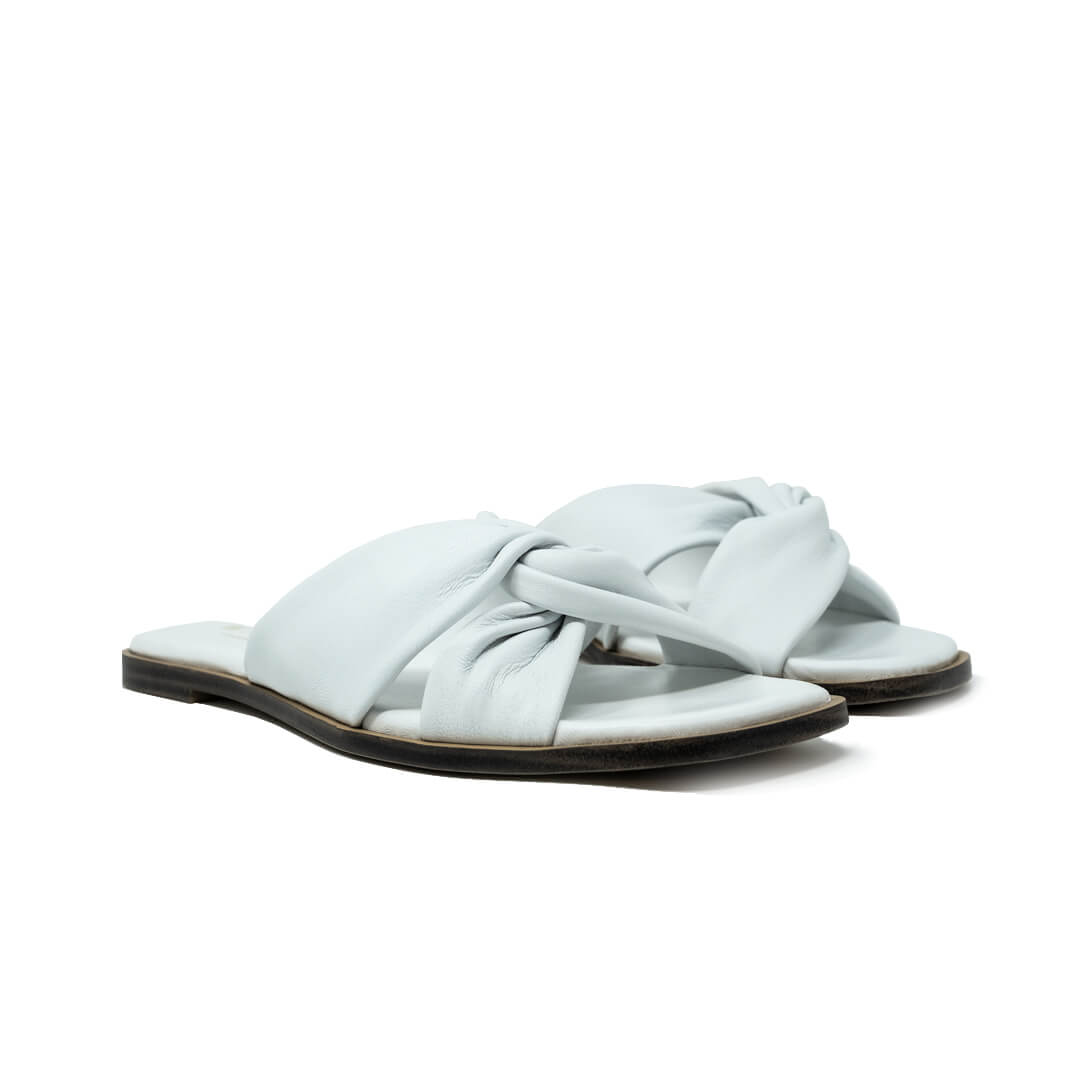 St Tropez Knotted Sandal White Leather