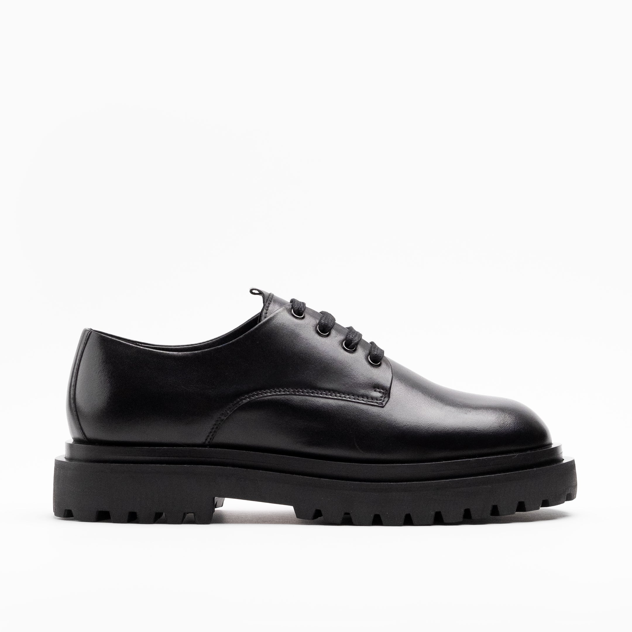 Walk London Mens - Sully Derby Shoe - Black Leather