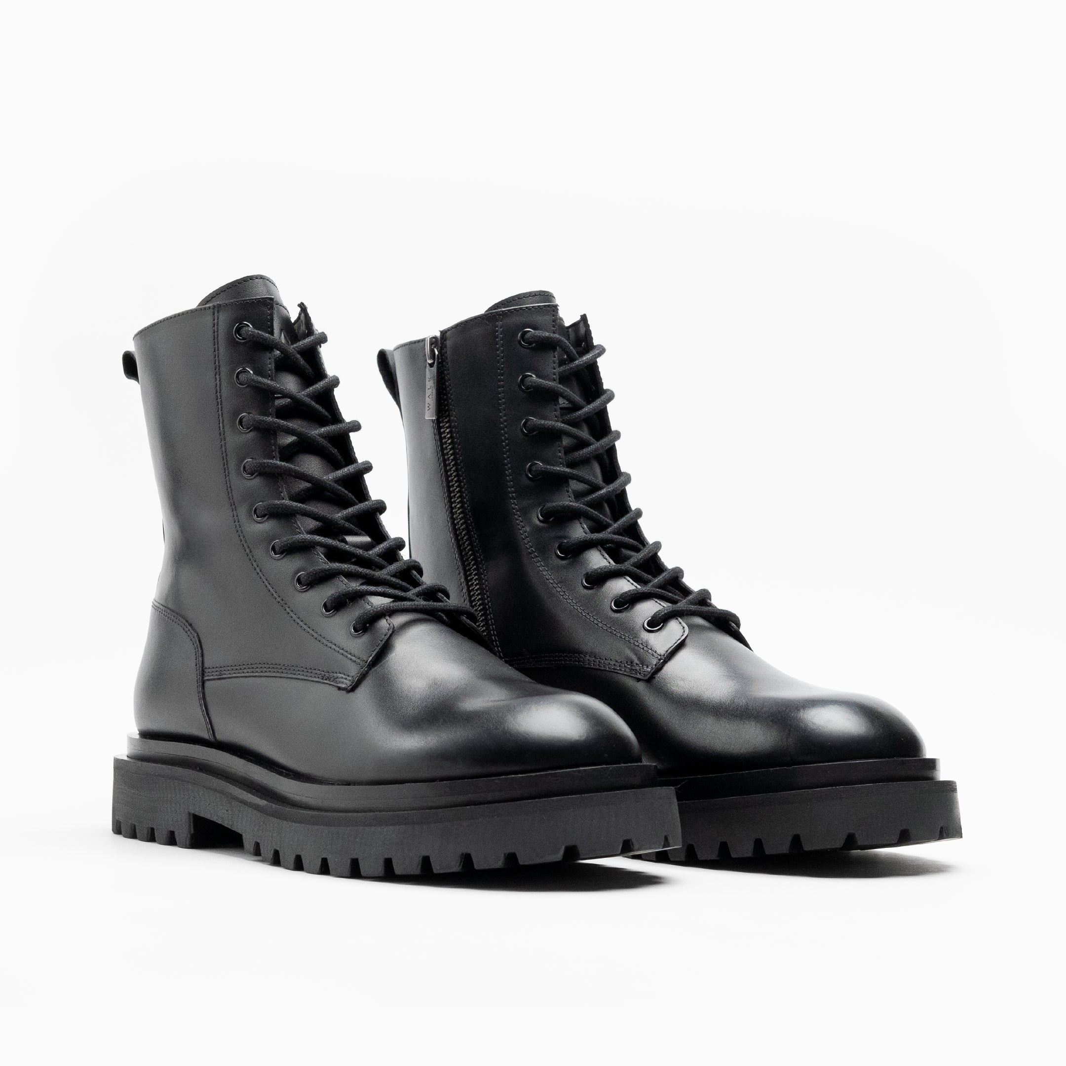 Walk London Mens - Sully Lace Boot - Black Leather