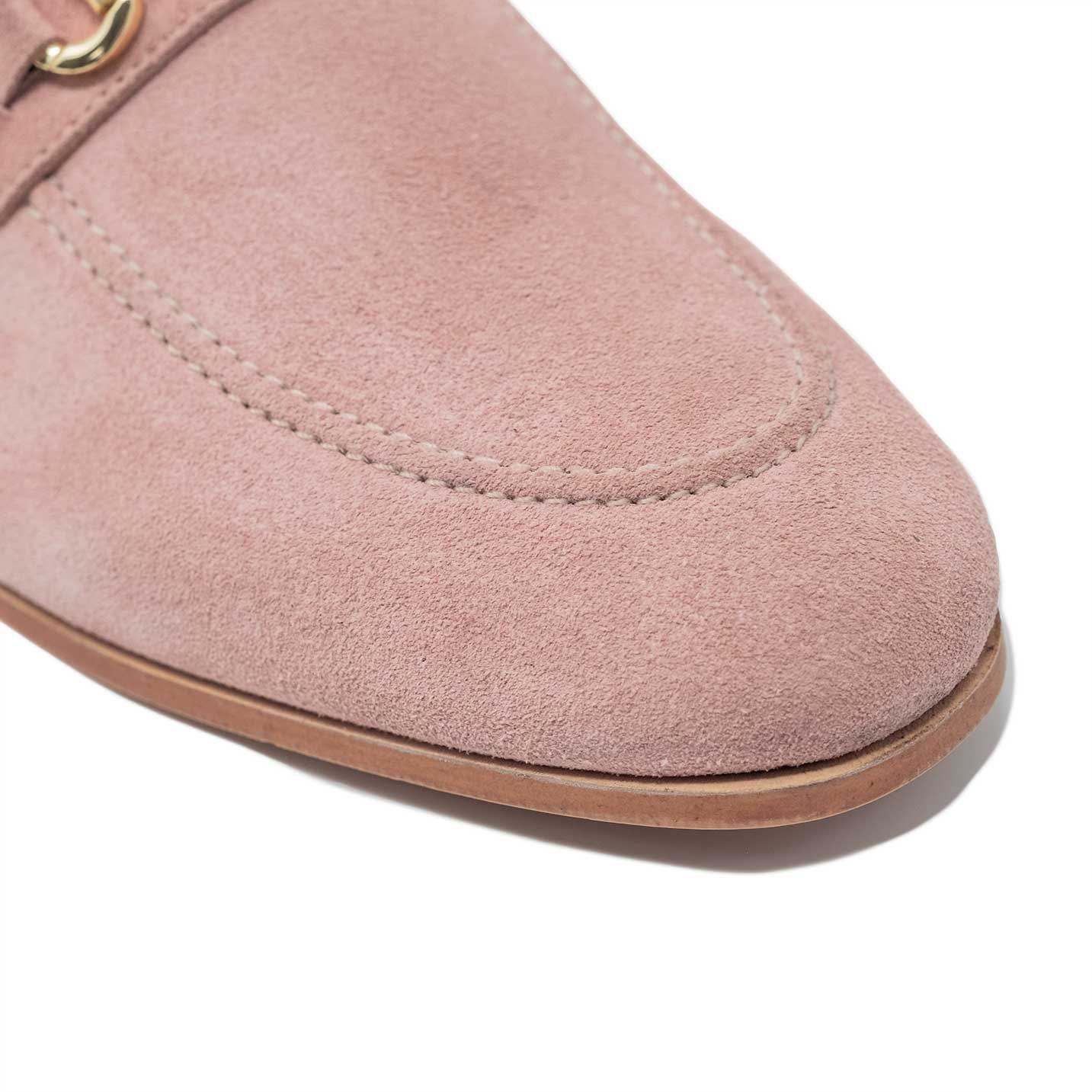 Apron Toe on a Pink Suede Loafer