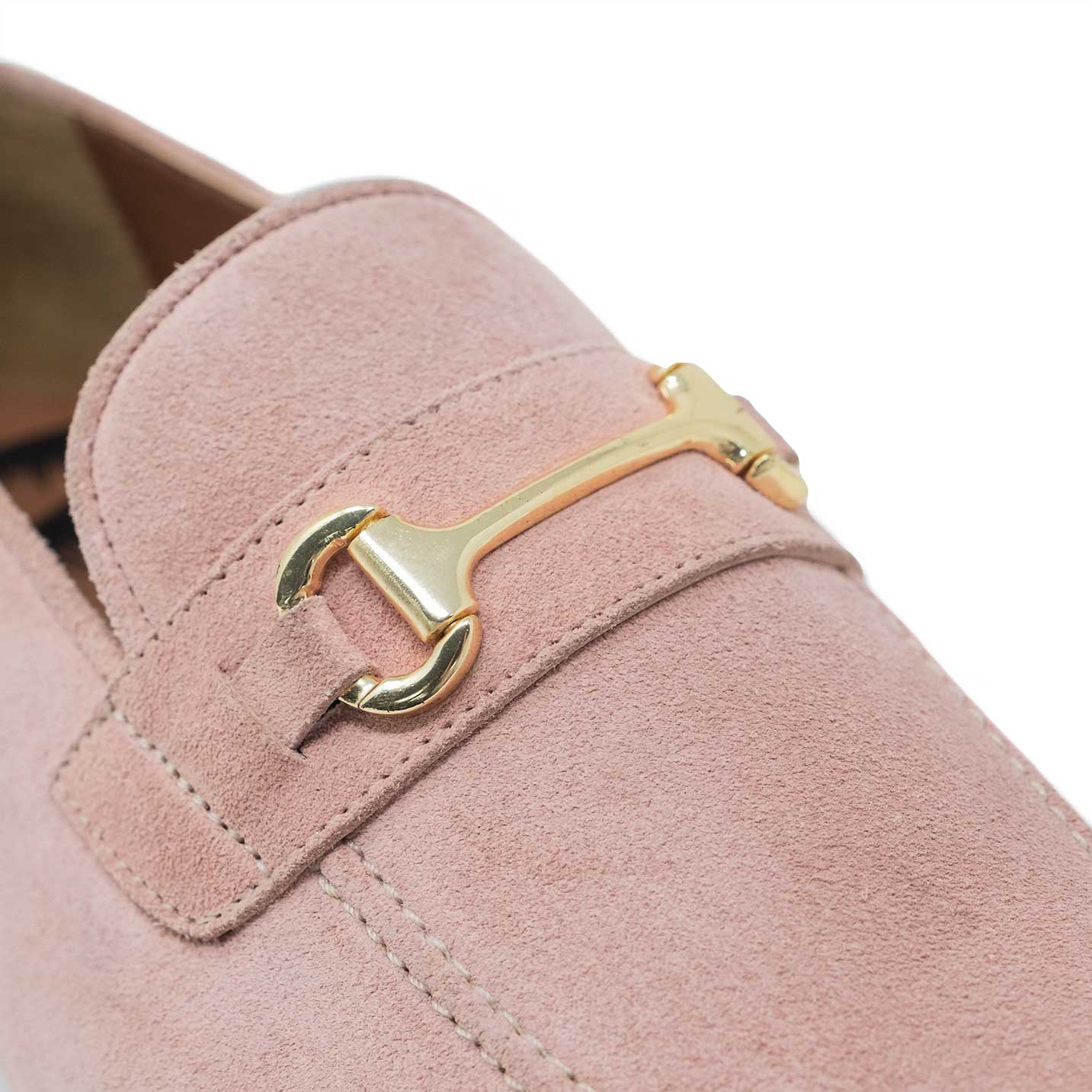 Gold Snaffle Bit on the Pink Terry Trim Loafer