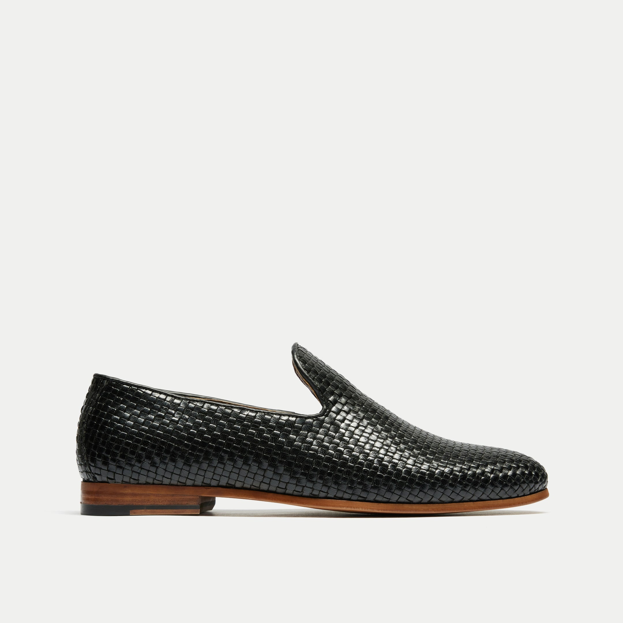 Walk London Mens Terry Weave Loafer in Black Leather