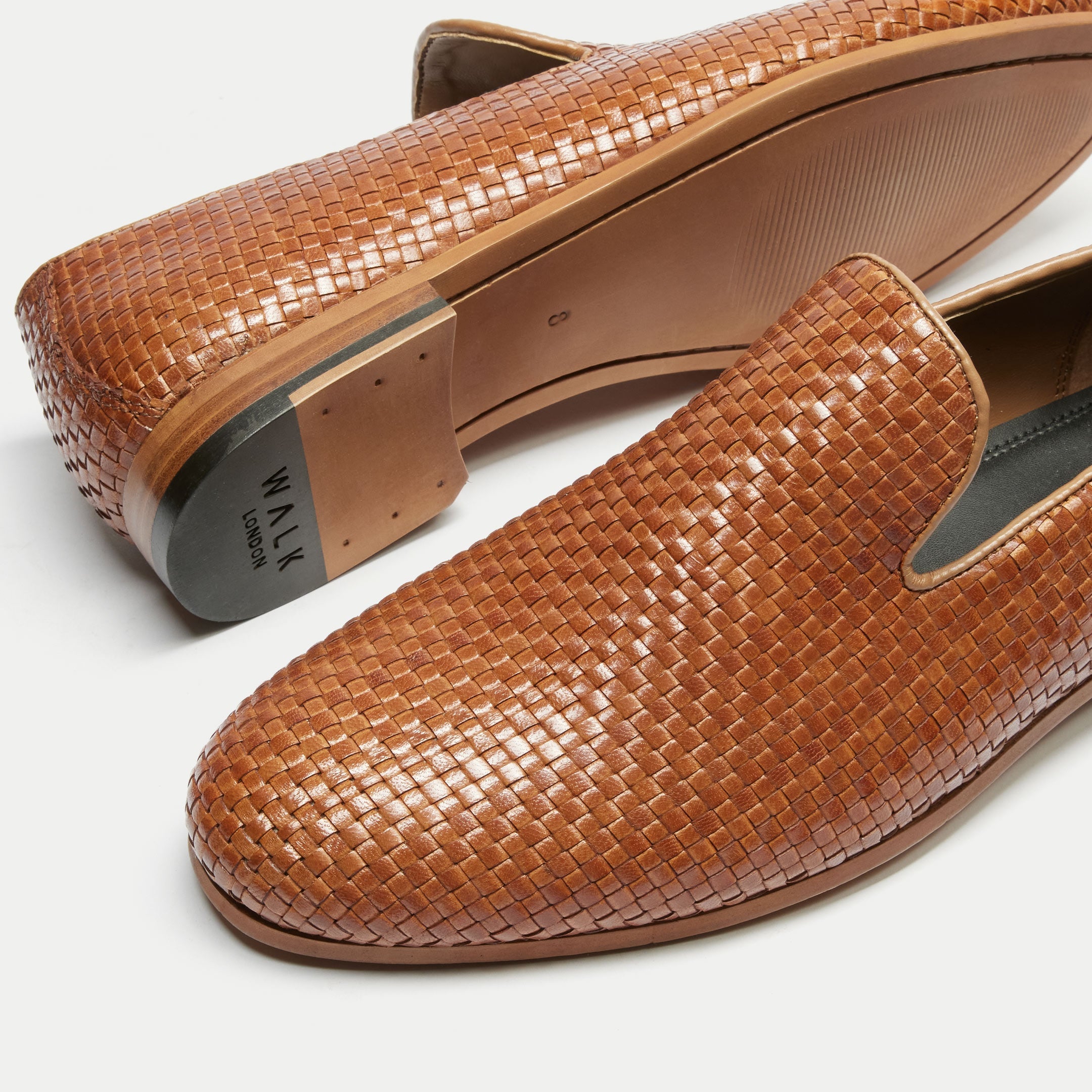 Walk London Mens Terry Weave Loafer in Tan Leather