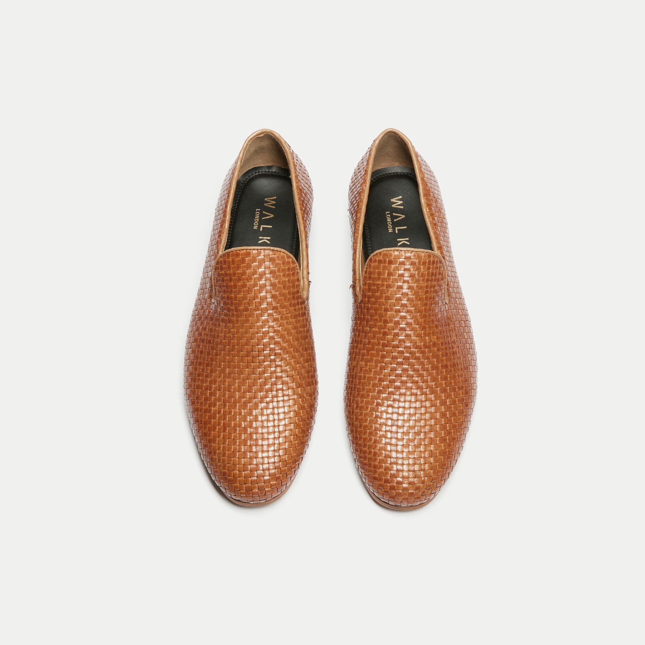 Walk London Mens Terry Weave Loafer in Tan Leather