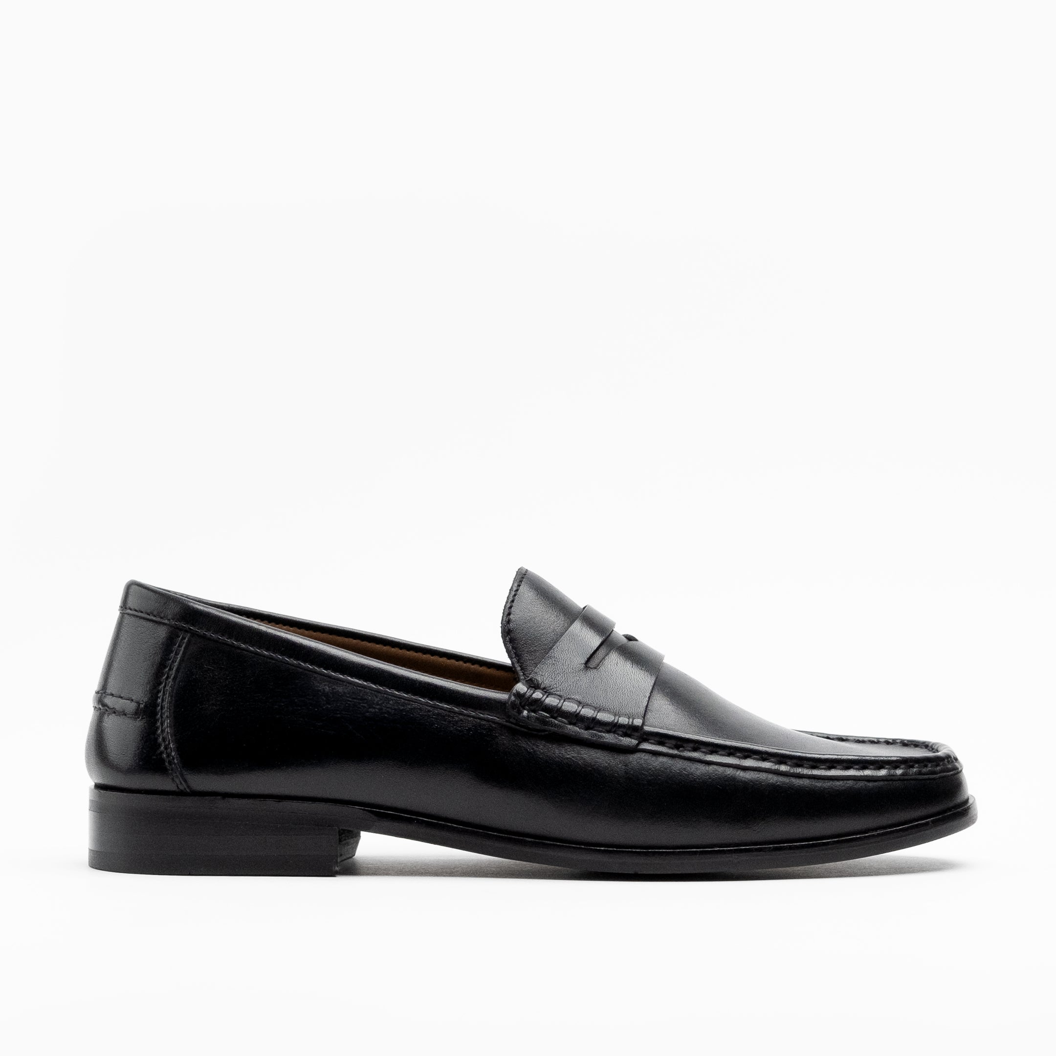 Walk London Mens - Tino Saddle Loafer - Black Leather