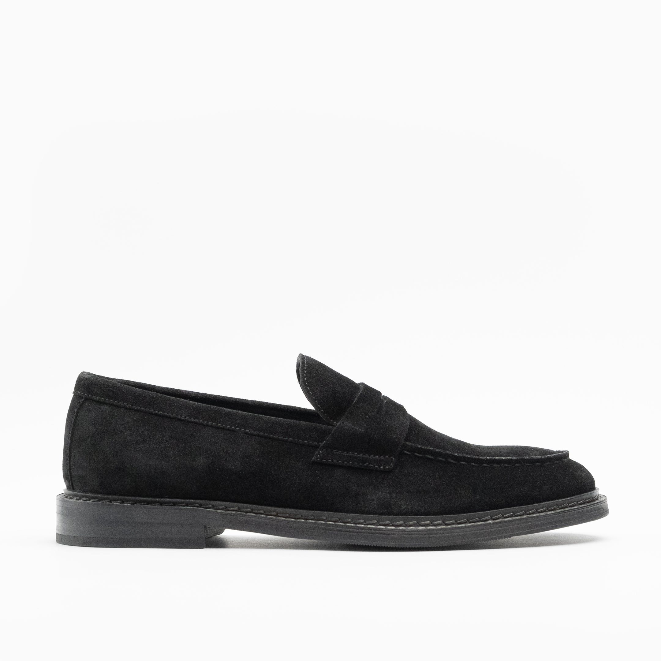 Walk London Mens Valentine Saddle Loafer in Black Suede